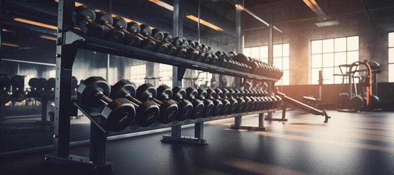 Hantelrack in einem Fitnessstudio